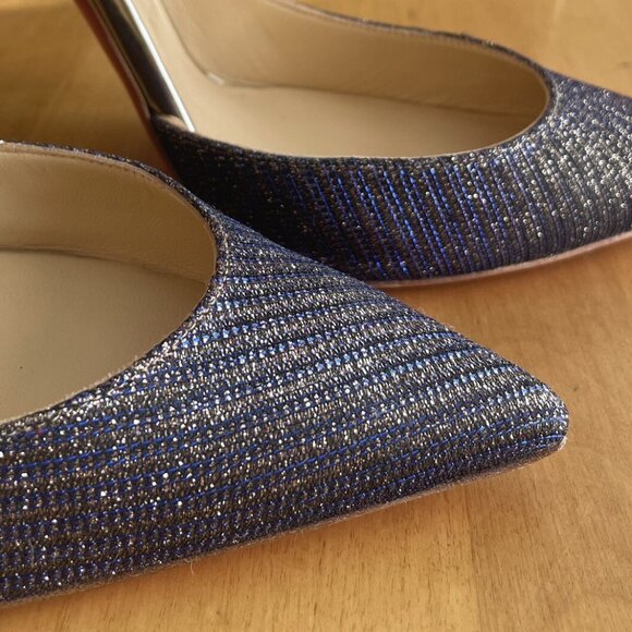 CHRISTIAN LOUBOUTIN Iriza Atlantic/Light Gold Glitter Pumps Heels - Picture 5 of 10